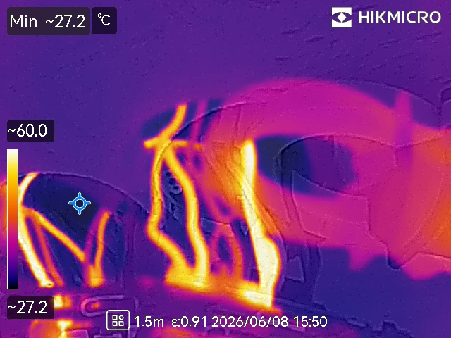 Termovízny snímok prehriatych častí pracovného stroja